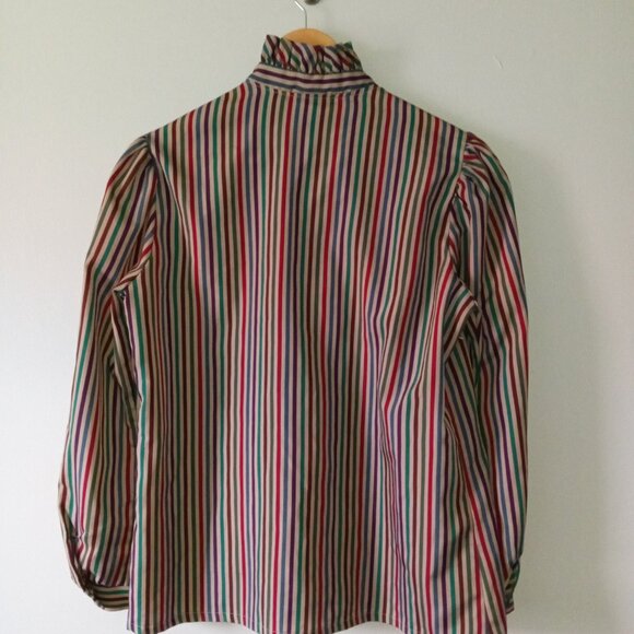 JODY High Collar Long Sleeve Striped Blouse - Picture 3 of 4